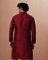 Merlot Red Jacquard Kurta Pajama image number 4